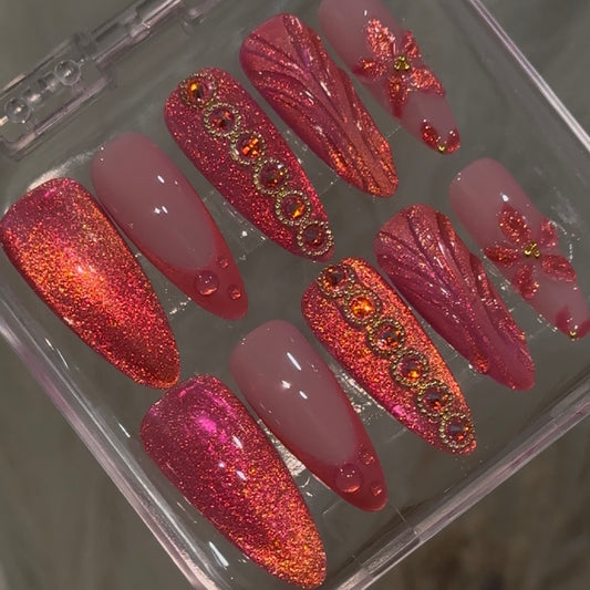 Sunset Rose Nails